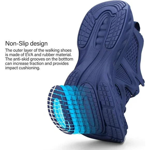 Women's All Blue Lightweight Walking Workout Tennis Gym Non Slip Sneakers Shoes - Picture 5 of 7